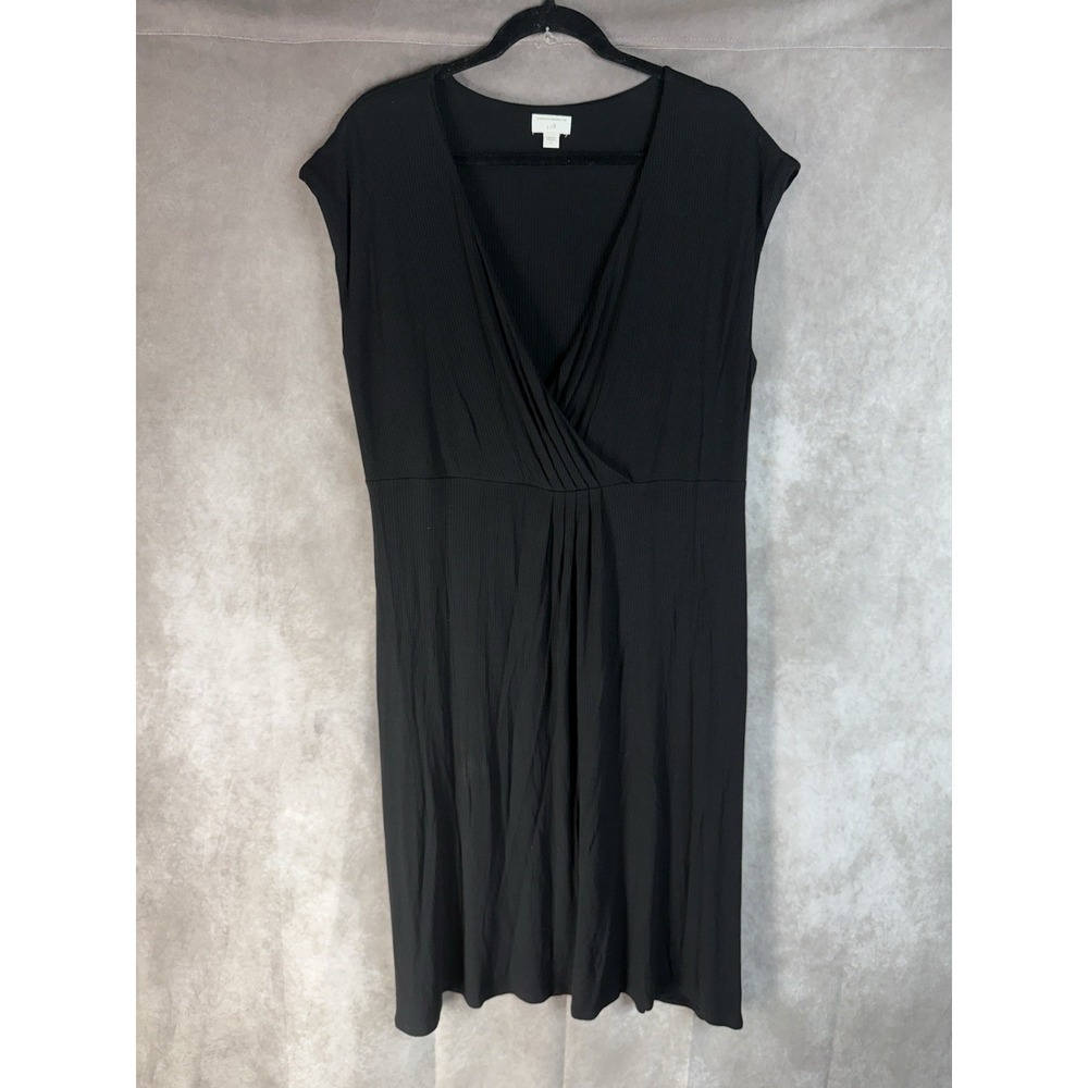 J.Jill Christian Siriano Cap‎ Sleeve Surplice Neck Dress In Black Size XL